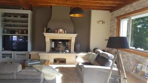 阿尔康盖Maison d hotes Lapitxuri的带沙发和壁炉的客厅