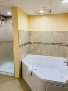 MagnoliaCoachman's Inn的设有带浴缸和淋浴的浴室。
