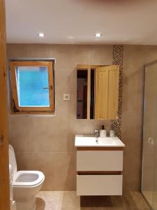 巴伊纳巴什塔Tara Cottage的一间带卫生间、水槽和窗户的浴室