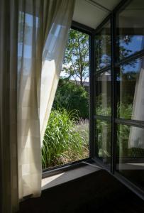 埃朗根historic Apart的开放式窗户,享有花园的景色