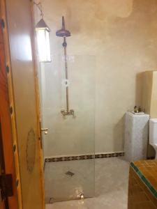 拉腊什Sultana larache的浴室里设有玻璃门淋浴