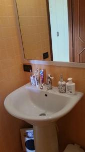 莫诺波利Villa Capitolo的浴室设有白色水槽和镜子