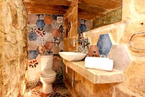 科斯皮夸The Lodge的石质浴室设有水槽和卫生间
