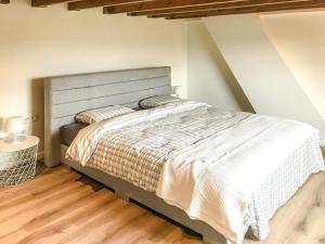 佐内贝克Het Boomkwekerijhuis的一间卧室设有一张大床,铺有木地板