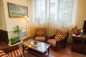 佩斯卡塞罗利Hotel Garnì Posta的客厅配有两把椅子和一张茶几