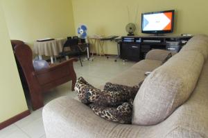 埃斯帕戈斯Rooming house的带沙发和电视的客厅