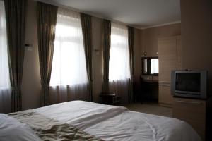 特雷比涅莱奥塔尔酒店的酒店客房,配有床和电视