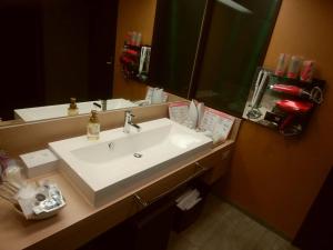 广岛Hotel PLAISIR (Adult Only)的浴室设有白色水槽和镜子