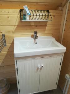 Mousseaux-sur-Seine格鲁休闲设施露营地的小屋内的浴室设有白色水槽
