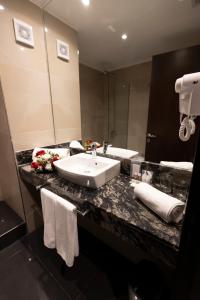 拉斐拉Amerian Rafaela Hotel的一间带水槽和镜子的浴室