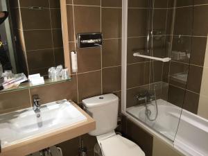 希农贝斯特韦斯特法兰西酒店的浴室配有卫生间、盥洗盆和淋浴。