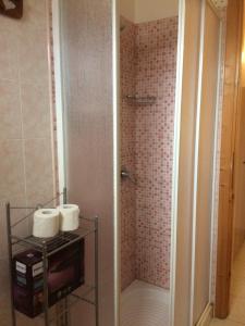 San Priamo赛拉巴斯乡村民宿的带淋浴的浴室和两卷卫生纸