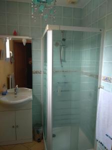 布莱乐斯卡拉别墅的带淋浴和盥洗盆的浴室