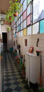 布宜诺斯艾利斯Casa Reina Palermo Queens的墙上有盆栽植物的房间