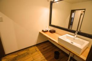 松江市Matsue - Hotel / Vacation STAY 45630的一间带水槽和大镜子的浴室