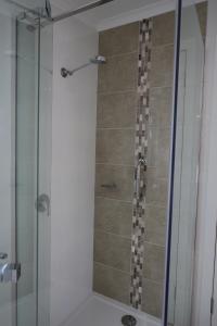 霍巴特穆那中心公寓酒店的带淋浴的浴室,带玻璃门
