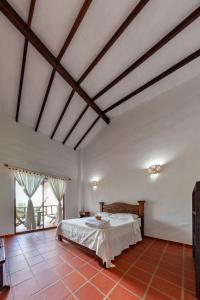 巴里查拉Casa de Teja Barichara的一间卧室,卧室内配有一张大床