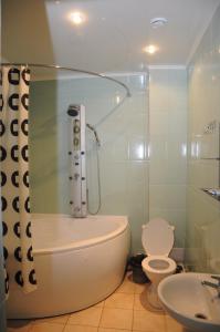 奥廖尔Hotel Akkerman的带淋浴、卫生间和盥洗盆的浴室