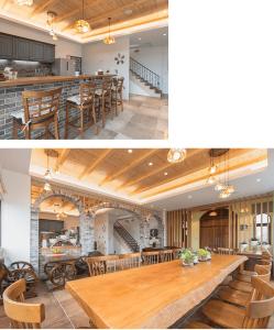 Gongzhao86.88 民宿的厨房和用餐室的两张照片
