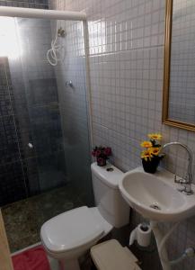 累西腓Cantinho Da Del的浴室配有卫生间、盥洗盆和淋浴。