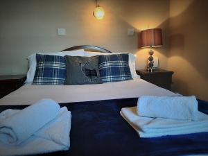 道格拉斯堡帝国酒店的一间卧室配有带毛巾的床