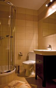 什切齐内克波折兹尔则酒店的浴室配有卫生间、淋浴和盥洗盆。
