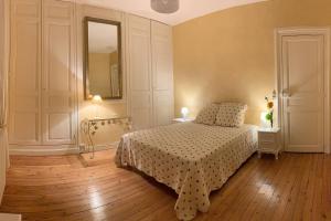达里Gîte de Lafleur的一间卧室配有一张床和镜子