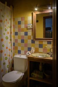 TraguntiaCasa Rural Caenia Grupos的一间带卫生间、水槽和镜子的浴室