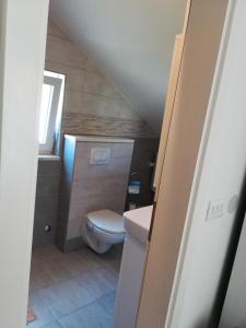 维甘Apartmani Nedjeljka的一间带卫生间和水槽的小浴室