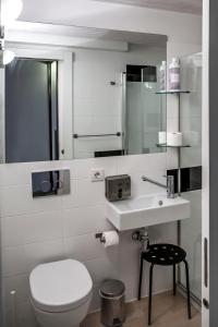 布尔戈斯玛丽亚莎乐美公寓式酒店的白色的浴室设有卫生间和水槽。