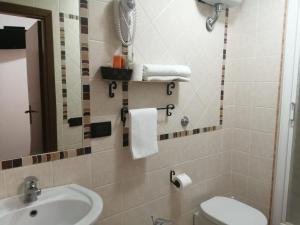 奇维塔韦基亚阿尔博奥洛拉伊酒店的一间带水槽、卫生间和镜子的浴室