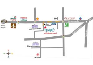 美索Tempo Plus Apartment的图上列有街道和标志的纵城地图
