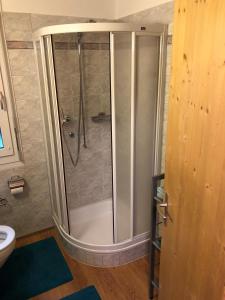 芙露姆赛山Haus Alpenblick A5 - CharmingStay的浴室里设有玻璃门淋浴