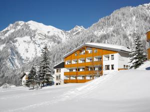 瓦尔德阿尔贝格Hotel Sonnblick的一座山地雪地建筑