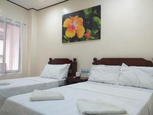 爱妮岛德瓦恩酒店的墙上画画的房间里设有两张床