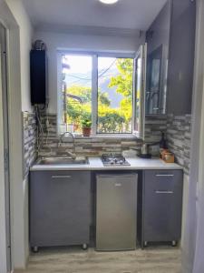 博尔若米Borjomi Veranda的厨房设有水槽和窗户。