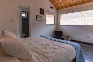 波特雷里约斯Complejo Odella Casas de Montaña的一间卧室设有一张大床和一个窗户。