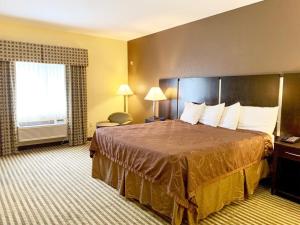哈姆登惠特尼宾馆及套房的一间设有大床和窗户的酒店客房