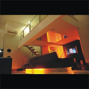 福塔莱萨派拉斯汽车旅馆（仅接待成人）的客房设有带电视和沙发的楼梯。