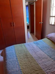 通哈Habitaciones Altos de Cooservicios的一间卧室配有一张床和一个梳妆台