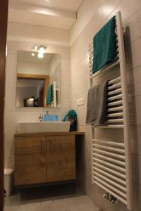 萨尔图西奥Appartements Pixner的一间带水槽和镜子的浴室