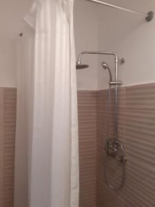 皮特什蒂Camere Centrale的浴室内配有白色淋浴帘。