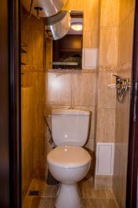 大特尔诺沃EUROPE GUEST HOUSE § КЪЩА ЗА ГОСТИ ЕВРОПА的一间位于客房内的白色卫生间的浴室