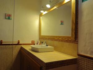 MalaCasa Mi Tio Perico的一间带水槽和大镜子的浴室