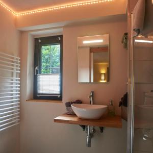 弗隆海姆Biggi‘s Garten-Finca的一间带水槽和镜子的浴室