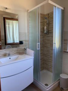 奥尔泰La casetta的带淋浴、盥洗盆和淋浴的浴室