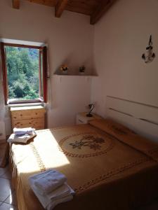 卡罗达诺英弗雷Agriturismo Ghirlanda Norma Rita的一间卧室设有一张大床和窗户