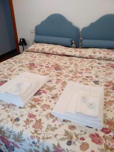 比萨Tuttomondo的床上有两条白色毛巾