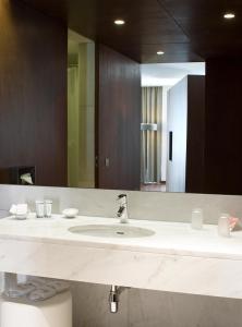 埃斯托伊普萨达帕拉西奥德艾斯托瓦 - 世界小型豪华酒店的一间带水槽和大镜子的浴室