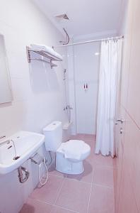 美娜多美娜多马洛桑酒店的白色的浴室设有卫生间和水槽。